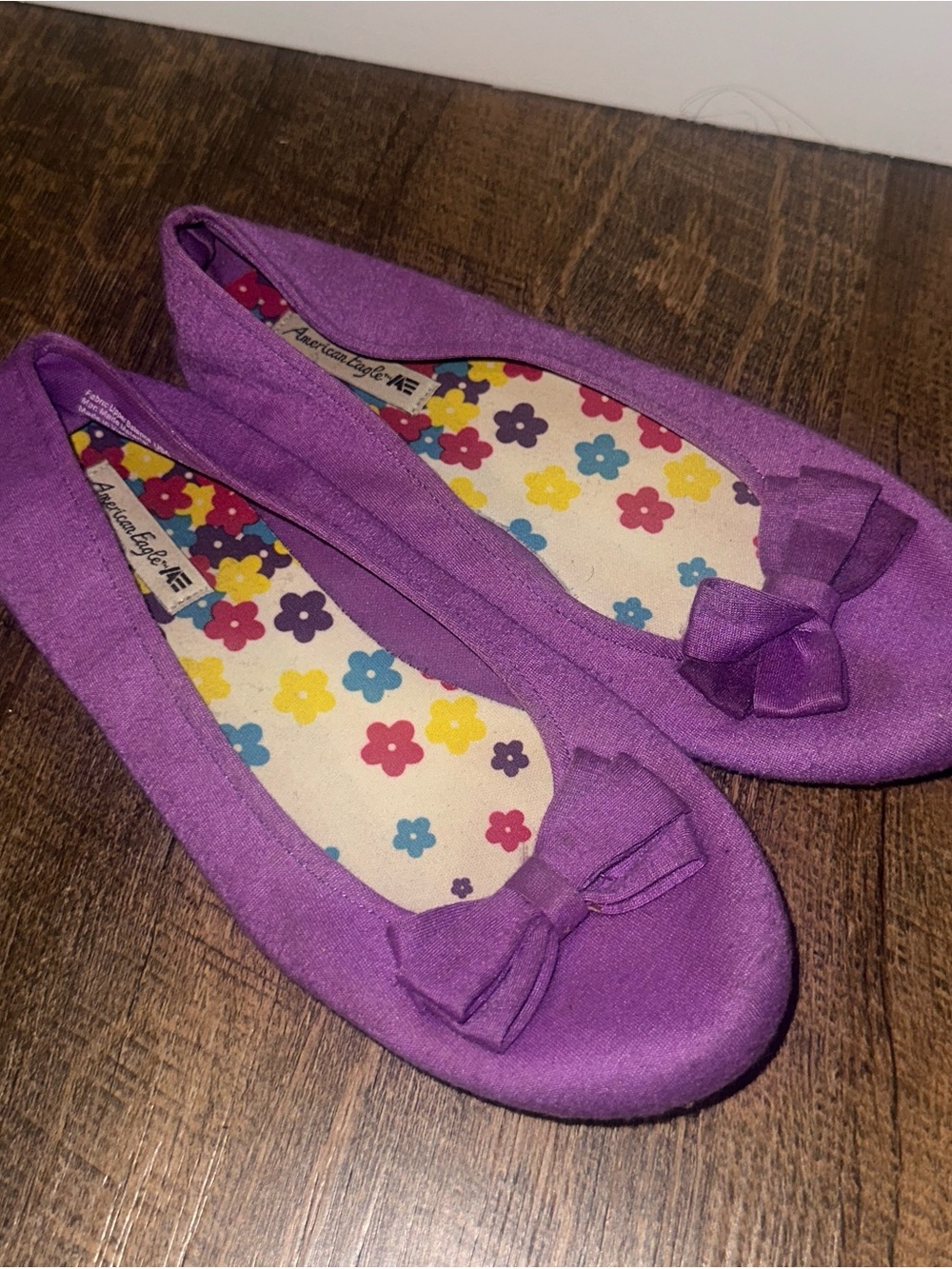 American Eagle Outfitters Purple Bow Ballet Flats Girls 3.5
